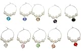 Potomac Banks Acrylic Wine Glass Charms (Comes with Free How to Live Stress Free Ebook) (10 Faux Pearl)