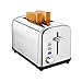 2-Slice Toaster, Home Gizmo Cool Touch Toasters with 2 Extra-Wide Slots, 7 Browning Dials and Removable Crumb Tray - Brushed Stainless Steel