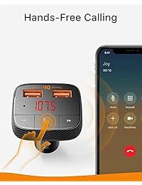 Anker Roav SmartCharge F0 Bluetooth FM Transmitter for Car, Audio Adapter and Receiver, Hands-   ing, MP3 Car Charger with 2 USB Ports, PowerIQ, and AUX Output (No Dedicated App)