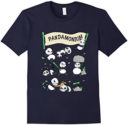 Mens Funny Panda T-Shirt Pandamonium Fighting Panda Gift Shirt 3XL Navy