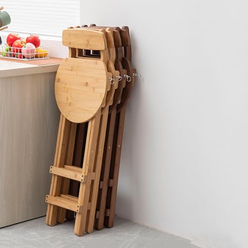 Zucng Bamboo Folding Bar Stool Kitchen Counter Stools with Backrest and Footrest, Portable Bar Chairs for Home Kitchen Island Breakfast, No Assembly, Brown
