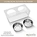 Petlo Raised Pet Feeder Bowls - Elevated Clear Acrylic Feeding Stand with Two Stainless Steel Food and Water Bowls for Small Dogs and Cats - By