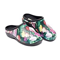 Waterproof Premium Garden Clogs With Arch Support-Tulip Design by Backdoorshoes  Black 8 B(M) US