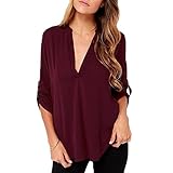 Froomer Women V Neck Long Sleeve Blouse Top Office Lady Shirt