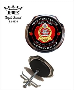 ROYALE ENAMEL ROYALE CAR GRILL BADGE - OPERATION BANNER NORTHERN IRELAND QUEENS REGIMENT B2. 3634