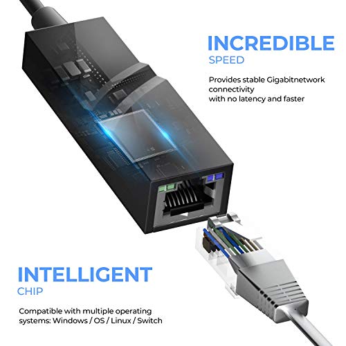 USB 3.0 to Ethernet Adapter 10/100/1000 LAN Network Adapter for Windows 10, 8.1, 8, 7, XP,Vista, Linux, OS X/MAC OS, Chrome OS - Thumbnail 3