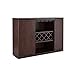 Wine BAR Buffet and Storage Cabinet with Center Glass and Wine Rack, Side Shelves, and Open Focal Point Shelf (Walnut)