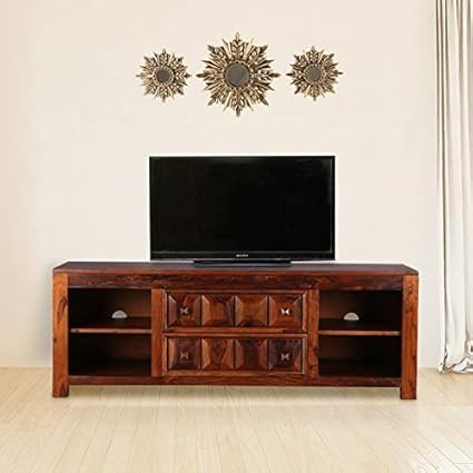 Unique Furniture Solid Wood Tv Entertainment Unit With 2 Drawer