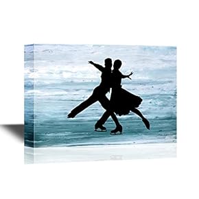 Skiing Canvas Wall Art - Silhouette of Skating Mates - Gallery Wrap Modern Home Art | Ready to Hang - 12x18 inches