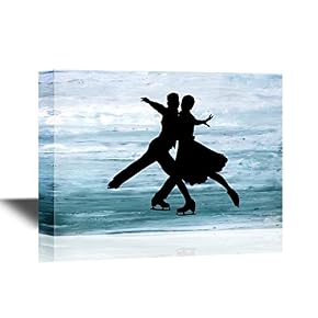 Skiing Silhouette of Skating Mates