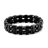 Power Ionic Health Tourmaline Special Beads Bracelet Yoga Wristband w/ Box Stretch (Black)