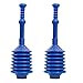 Professional Bellows Accordion Toilet Plunger, High Pressure Thrust Plunge Removes Heavy Duty Clogs From Clogged Bathroom Toilets, All Purpose Commercial Power Plungers For Any Bathrooms, Blue 2 Pack