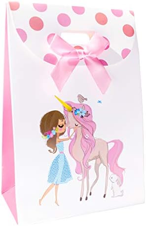 Childrens Party Premium Unicorn Goodie and Favor Bags (12 pack) Great for Girls Birthdays, Baby Shower
