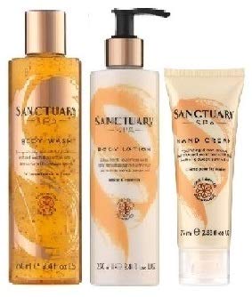 (3 PACK) Sanctuary Spa Body Wash 250ml & Sanctuary Spa Body Lotion 250ml & Sanctuary Spa Hand Cream 75ml