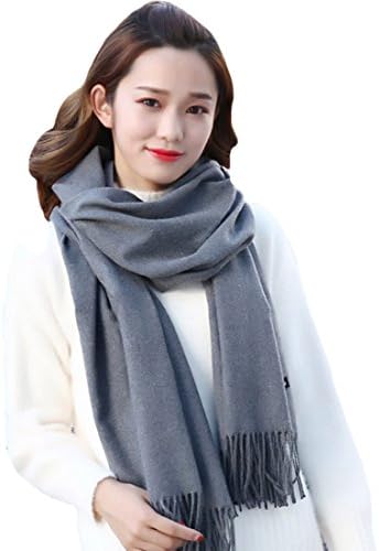 Pure Gray Spinning Wool Scarf Plain Color Thicken Scarf Double-Sided Sgraffito Scarf Autumn and Winter Warm Shawl
