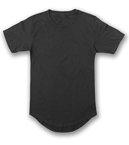 JD Apparel Men s Hipster Longline Drop Cut T-Shirts S Black AM1050