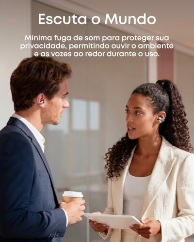 soundcore AeroClip da Anker, Fones de Ouvido Bluetooth Abertos, Clip-On, Conforto Adaptativo, Chamadas Claras com 4 Microfones e IA, Ajuste Estável, Drivers de 12mm para Graves Potentes, Rosa