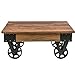 Harper & Bright Designs Solid Wood Coffee Metal Wheels, End Table/Living Room Set/Rustic Brown