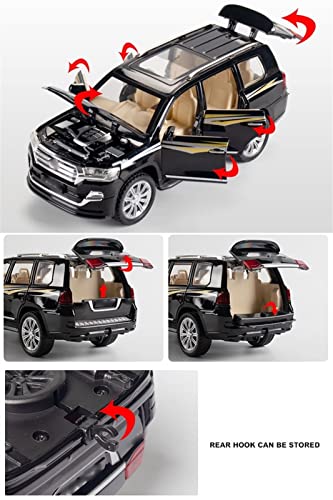 YBSM Diecast Car 1:32 For Toyota For Land-Cruiser SUV Cars Model Alloy Die Cast Sound And Light Pull Back Classic Luxury Vehicle Kids Toys Gift (Color : Black)