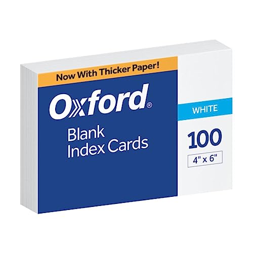 Oxford Blank Index Cards, 4" x 6", White, 100/Pack
