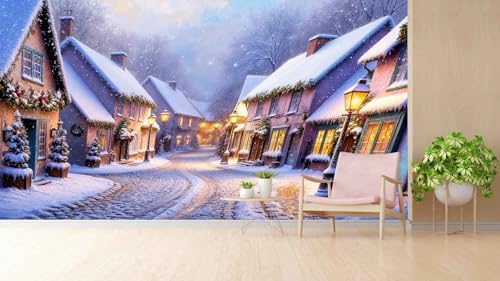 Avikalp - AZZ0500 Winter Wonderland with Snow Covered Roofs and Festive Decorations Rendered in Coo…