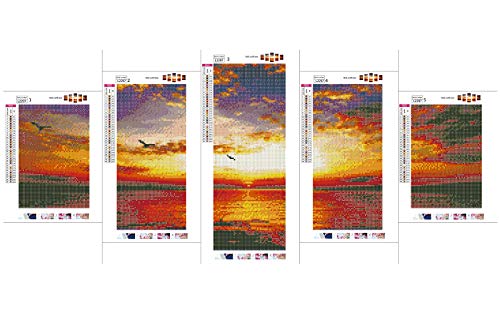 Kit de pintura con diamantes 5D cristales, TAOPE 5 Pack Kit de bordado de diamantes 5D para manualidades, diamantes estilo punto de cruz Decoración(pared/hogar) - Puesta de sol
