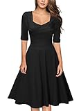 Miusol Women's Retro V-Neck Half Sleeve Bridesmaid Party Swing Dress