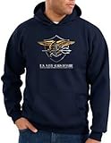 God Bless America USA NAVY SEAL Patriotic Adult Pullover Hooded Sweatshirt Hoodie - Navy, Large