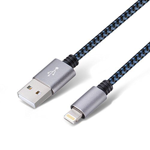 Sundix iPhone Charger, 3Pack 10FT Ultra Long Nylon Braided Lightning Cable USB Charger Cord Compatible with iPhone 7/ 7Plus/ 6/ 6Plus/ 6s/ 6s Plus/ 5s/ 5c/ 5/ SE/ iPad / iPod (Black&Blue)