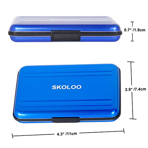 Micro SD Card Case Aluminum, SKOLOO Metal SD Card Holder Case Small Cute, SD Card Cases Storage, Blue