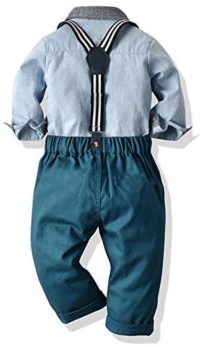 Toddler Dress Suit Baby Boys Clothes Sets Bowtie Shirts + Suspenders Pants 3pcs Gentleman Outfits Suits 6Month - 6Years (Blue002, 6T)