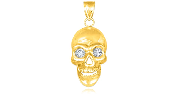 14k Yellow Gold High Polish Skull 