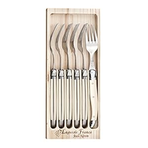 Laguiole tafelvorken, hout, 6 stuks, ivoorkleurig