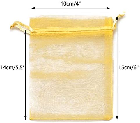 G2PLUS Gold Organza Gift Pouches, 10x15 CM Medium Organza Favour Bags, 100 PCS Wedding Jewelry Bags - Image 3