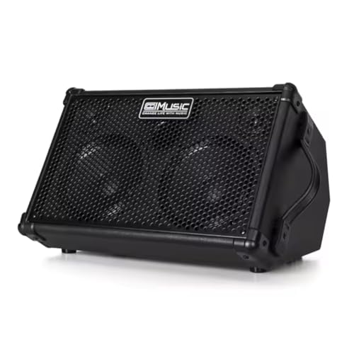 Coolmusic BP40D Verstärker für Akustikgitarre, tragbar, Bluetooth-Lautsprecher, 80 W mit Batterie mit Reverb Chorus Delay Effekt, 6 Eingänge, 3-Band-E