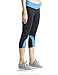 BALEAF Women's Yoga Running Workout Capri Legging Hidden Pocket Non See-Through Fabric Blue Size M