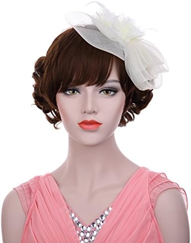 JYbetsy Ladies Fascinator Hat Cocktail Headwear with Headband and Hair clip (Beige)
