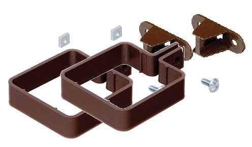 2 x Marley Square Guttering Pipe Clips RCE2br with Backplate and nut/Bolt RCB300br for 65mm Square Downpipe (Brown)