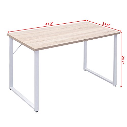 Tangkula Writing Table Wood PC Laptop Beginnings Computer Desk Home Office Furniture - Thumbnail 2