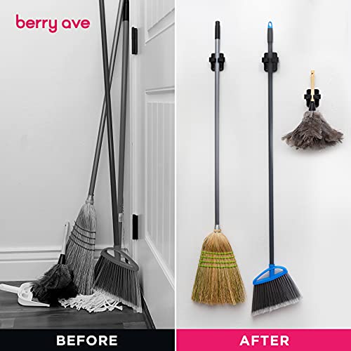 Berry Ave Broom Holder & Mop Grippers [5Pack] Self Adhesive, No