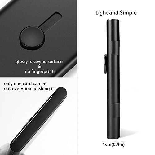Business Card Holder Case, AHGXH Thumb Slider Business Card Organizer Stainless Steel Name ID Card Case Slim Metal Card Case Holder, Black