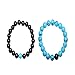 QSKS Couples His and Hers Bracelet Blue Turquoise&Black Agate Beads Distance Bracelet