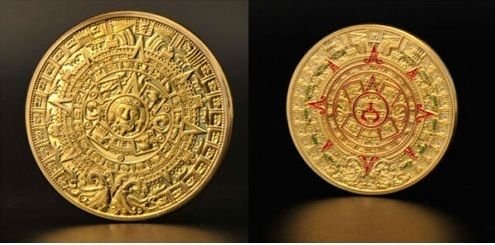 2pcs Aztec Mayan Coin American Indian Calendar Commemorative Challenge Coin