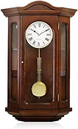 Pendulum Clock, Wood Wall Clock with Westminster Chimes, Quartz Battery Wall Clock with Pendulum Modern Classic Ornament Clock Silent Non Ticking Large Living Room Bedroom Kitchen Home Décor,a