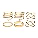 Cougar's Choice 6pcs Stack Rings Glod Plated Ring Knuckle Nail Ring Set