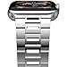 iiteeology Compatible with Apple Watch Band 46mm 45mm 44mm Series 11-1, 49mm Ultra 3/Ultra 2, Light Breathable Stainless Steel Band for iWatch Men Women - Silver