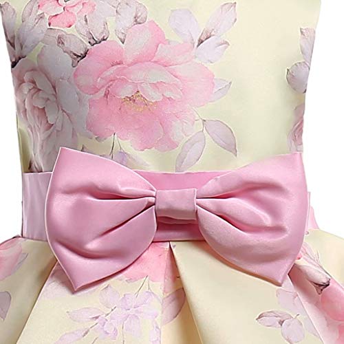 AYOMIS Litter Big Girl Dress Princess Gowns Bow Party Wedding Dresses(Flower-Yellow 2-3Y)