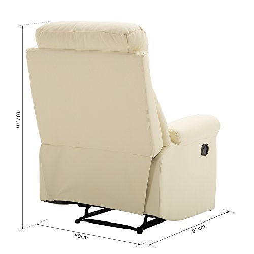 HOMCOM-Poltrona-Relax-Reclinabile-Imbottita-Ergonomica-con-Poggiapiedi-Ecopelle-80--97--107cm-Crema