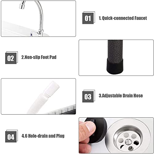 Fish Cleaning Table With Sink And Sprayer, Portable Folding Table