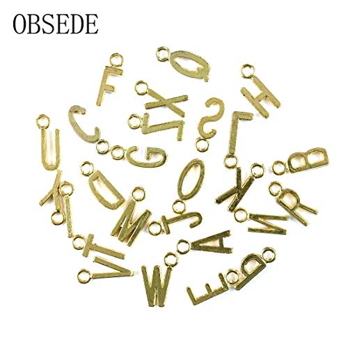 Golden Tone 'A-Z' Alphabet Letter Charms Pendants Cursive Initial Personalized Round Disc Charms 130Pcs - Thumbnail 3